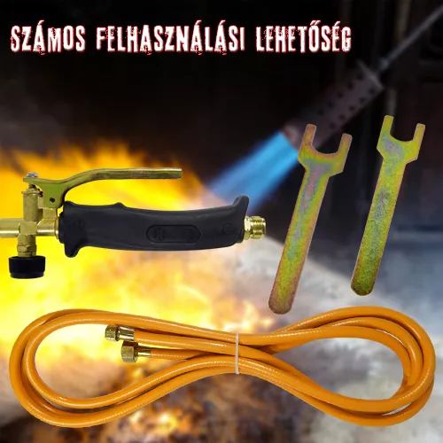 Gázperzselő készlet / gázperzselő pisztoly + 5m gumi tömlő