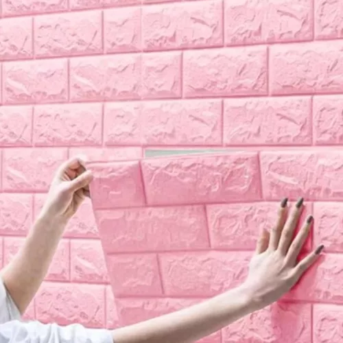 3D tégla falmatrica, fali panel extra öntapadós falpanel 70×78 cm - pink