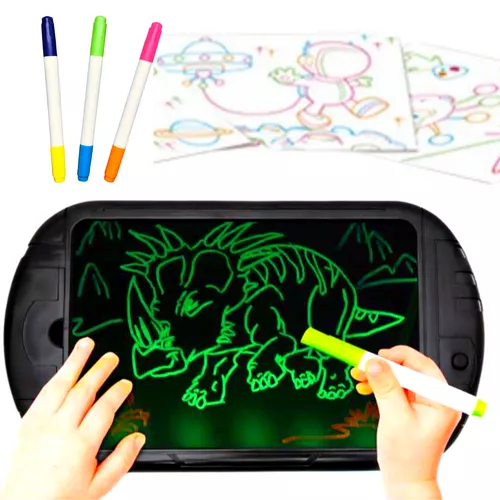 Lux rajztábla led világítással + 6 neon szín + 19 sablon