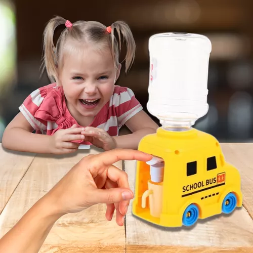 Mini italadagoló gyerekeknek, aranyos vízadagoló, mini víztartály papír poharakkal - iskolabusz