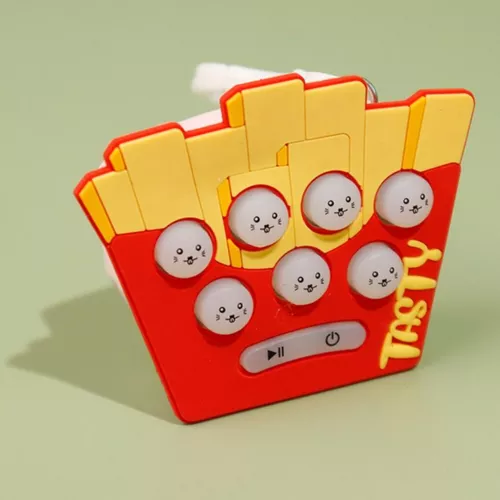 Mini pop-it, stresszoldó kulcstartó játék - sültkrumpli