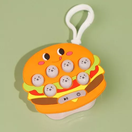 Mini pop-it, stresszoldó kulcstartó játék - hamburger