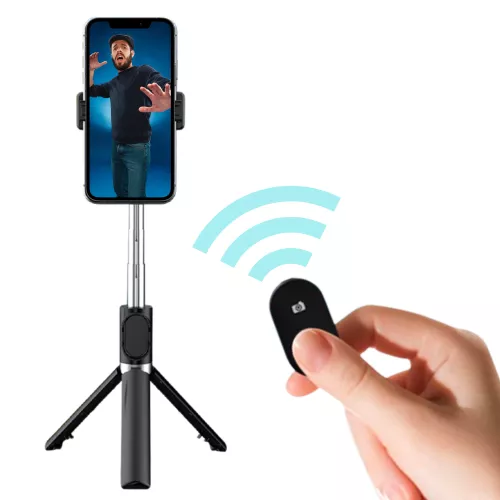2in1 szelfibot + fotóállvány + Bluetooth-távirányító / tripoddá alakítható kompakt teleszkópos monopod