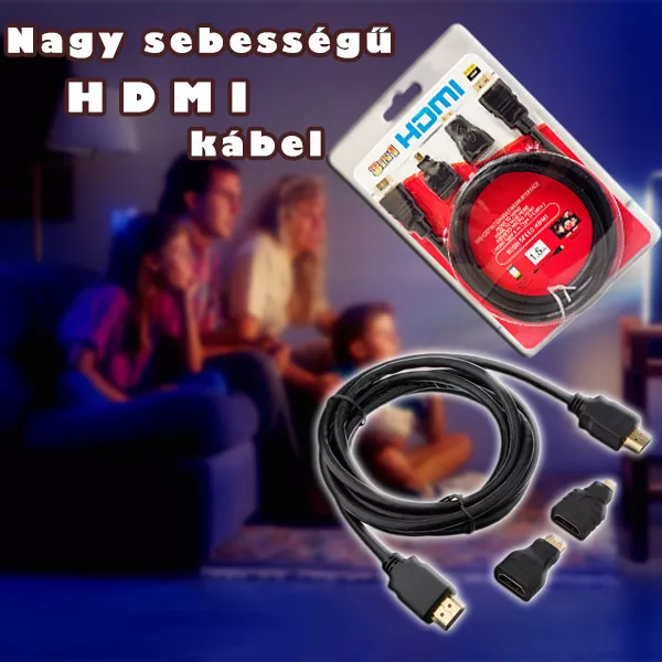 3in1 HDMI kábel - 1,5 méter / nagy sebességű
