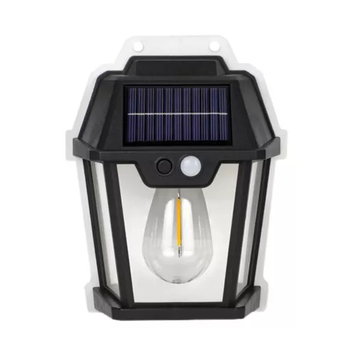 Kültéri napelemes, vízálló filament led lámpa mozgásérzékelő funkcióval