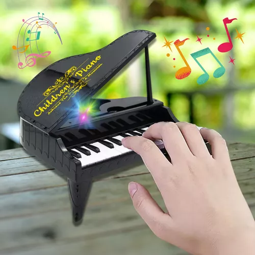 Mini zongora gyerekeknek, 13 dallammal, RGB LED Világítással - fekete 