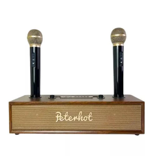 Karaoke szett erősítóvel, 2 db mikrofonnal, telefontartóval - Premium kivitel