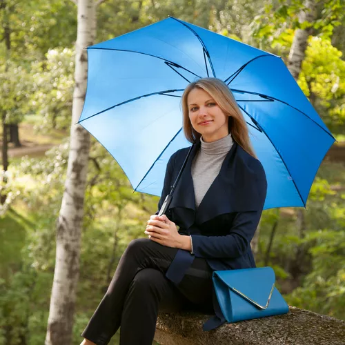 Elegáns hosszúnyelű félautomata esernyő / 100 cm átmérő - kék
