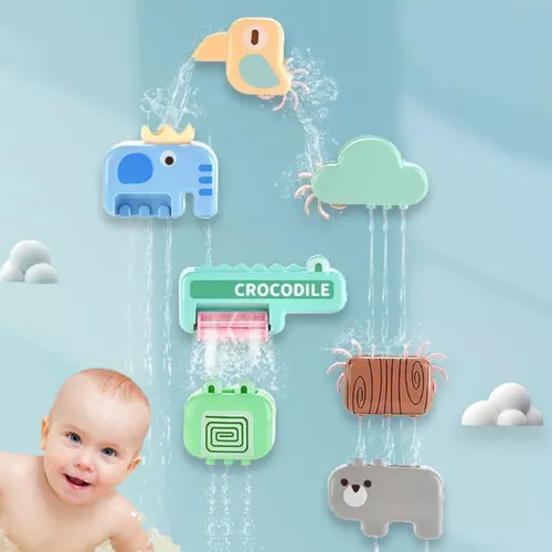 Vidám vízesés babáknak, fürdőjáték, színes állatfigurás vízimalom