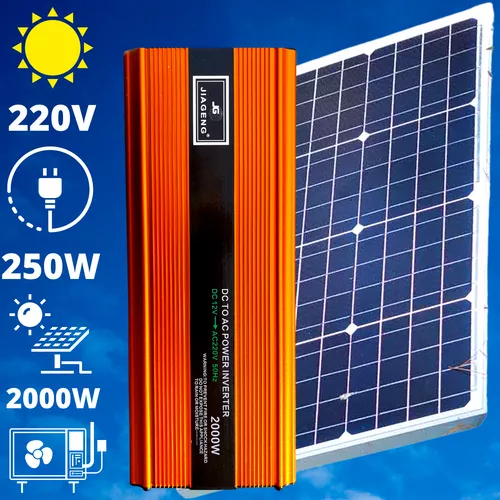 220V/12V napelem rendszer 250W panel 2000W inverter + 60A töltésvezérlő