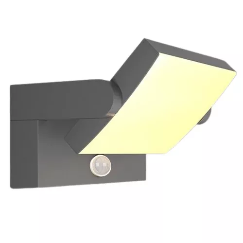 Prémium nagy fényerejű fém kültéri led lámpa + mozgásérzékelő + 360°-ban állítható fényszög - szürke