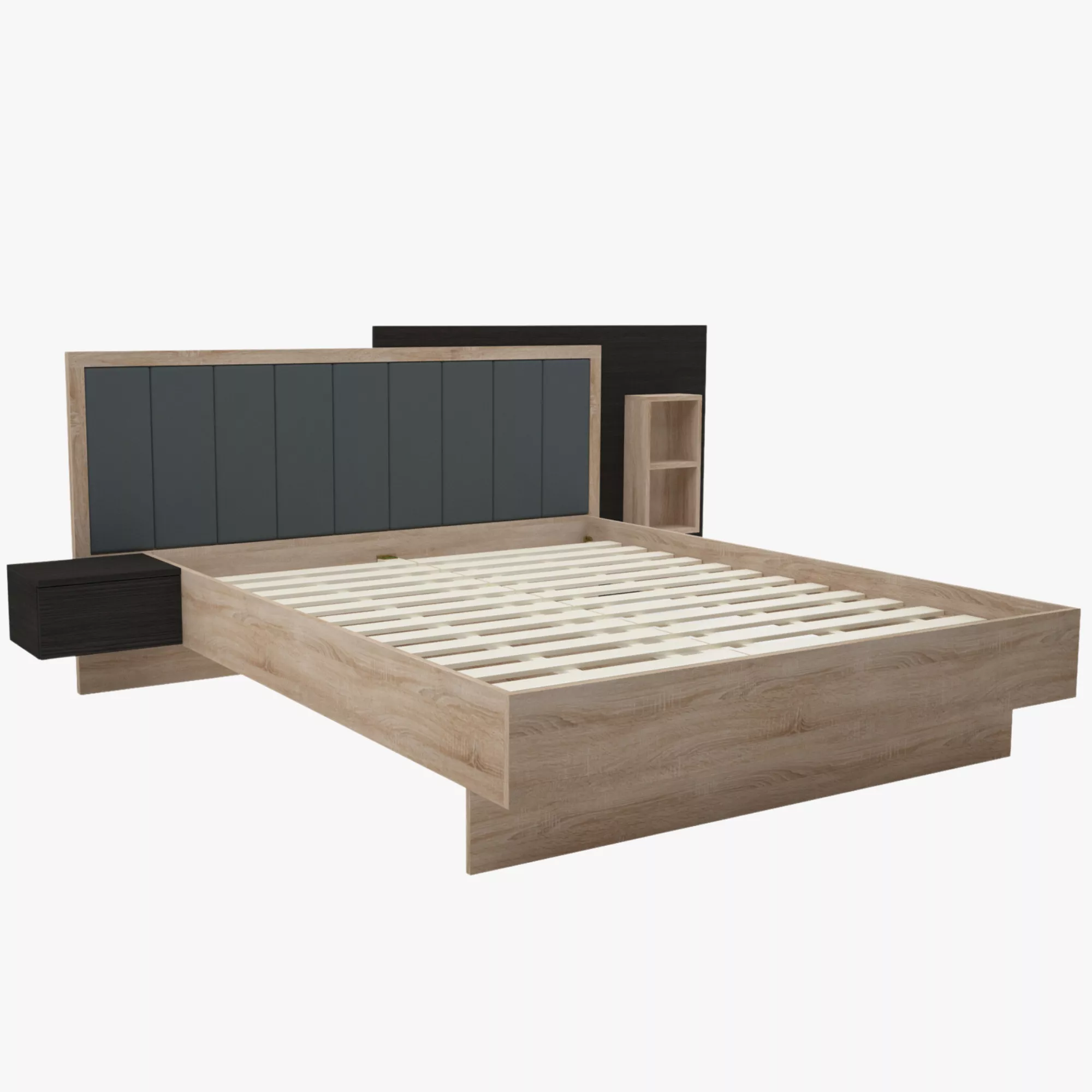 Lisszabon ágyrácsos franciaágy - éjjeliszekrénnyel | 160