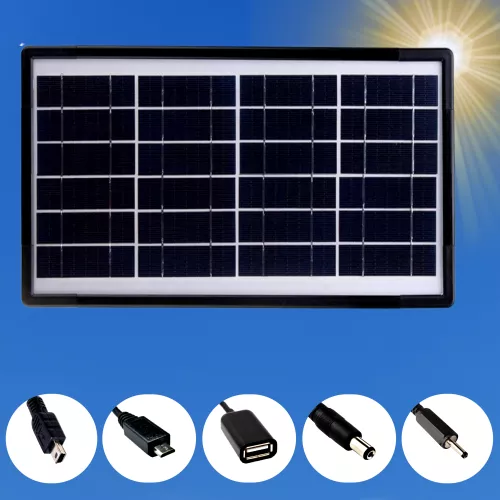 Univerzális napelem töltő panel / több csatlakozóval + hordozható - 12W