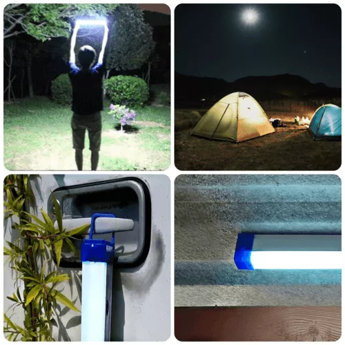 Neon led fénycső 32cm hordozható, több funkciós camping lámpa, munkalámpa, stecklámpa 