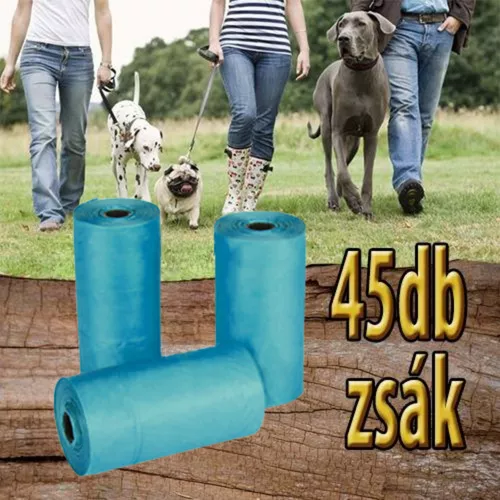 Kutya ürülék összeszedő zsák-45 db-os - kék