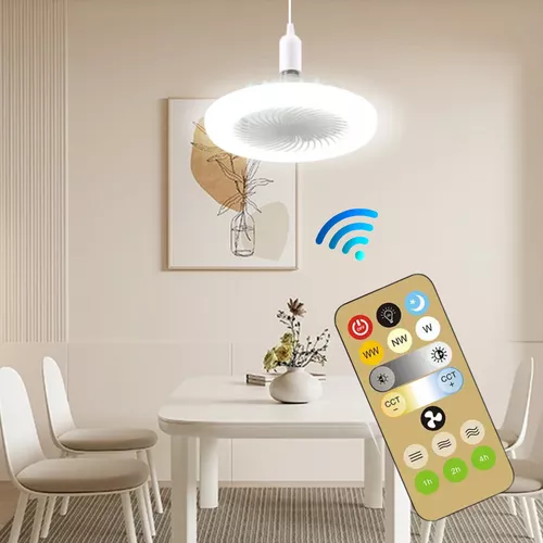 Mennyezeti ventilátoros LED lámpa E27 foglalattal + távirányító