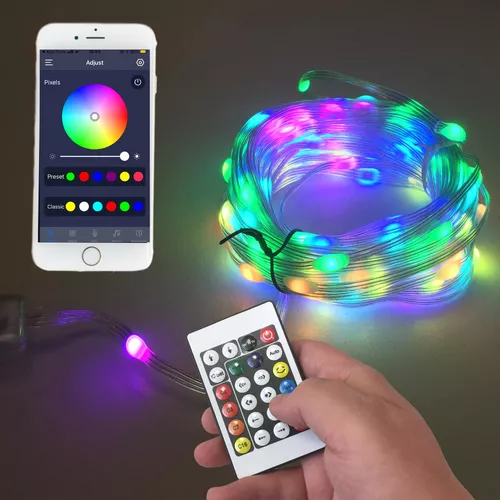 RGB LED fényfüzér 10 méter, kül- és beltérre 