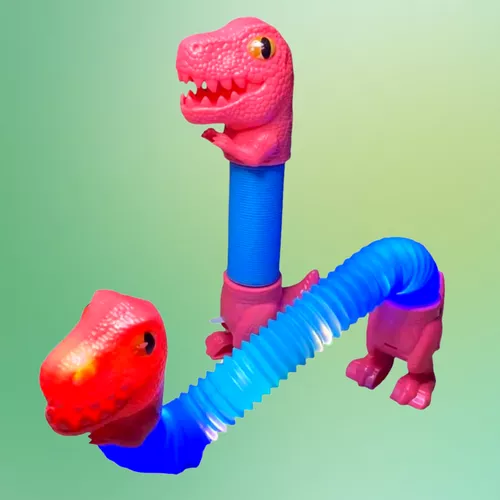 Teleszkópos hajlítható nyakú világító dinoszaurusz, popcsöves dínó - rózsaszín