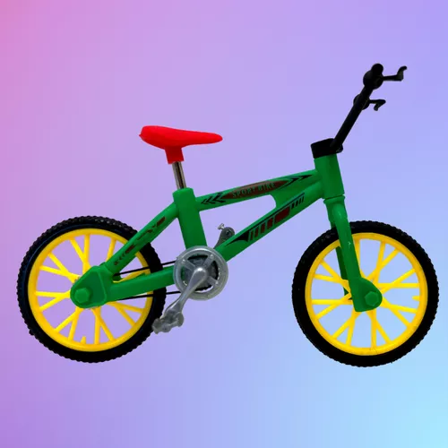 1:18 Kerékpár modell finger bike ujj bicikli  + bólyák + kuka + stand - zöld