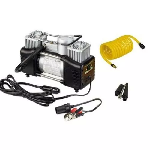 Kétdugattyús légkompresszor - labda, matrac, kerék elektromos pumpa + kerékjavító készlet - szivargyújtó + 12V