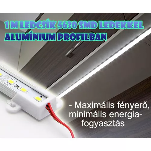 LEDCSÍK 5630 SMD ledekkel - ALU LED profilban - 1 méter