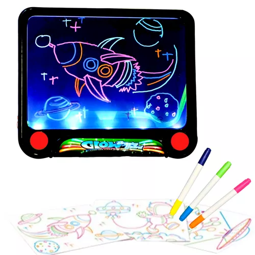 Standard rajztábla led világítással + 6 neon szín + 8 sablon