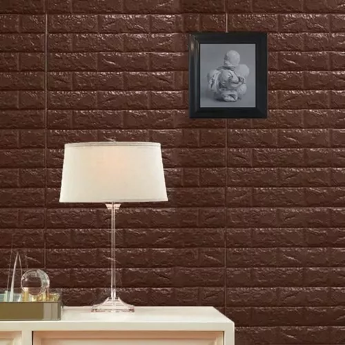 3D tégla falmatrica, fali panel extra öntapadós falpanel 70×78 cm - tejcsokoládé barna