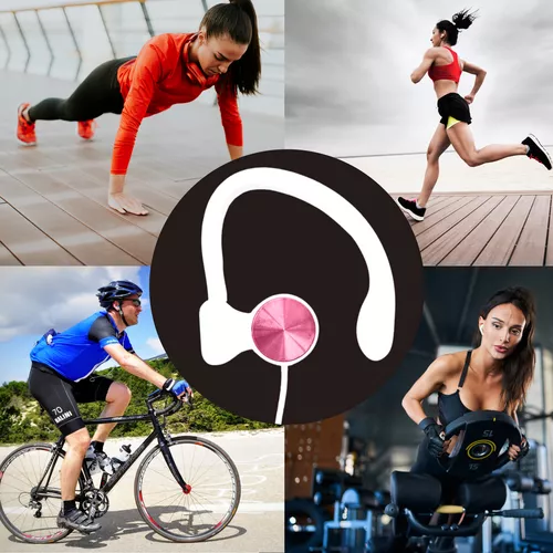 Sport Stereo Headset – fülre akasztható fülhallgató sportoláshoz - fehér-rózsaszín