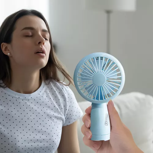 Mini kézi ventilátor színes ledvilágítással - kék