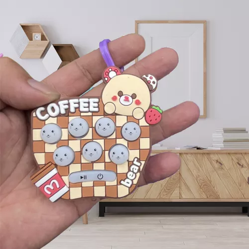 Mini pop-it, stresszoldó kulcstartó játék - macis