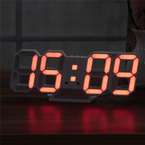 LED digitális óra és hőmérő / asztali / falra szerelhető - fehér ház - piros leddel