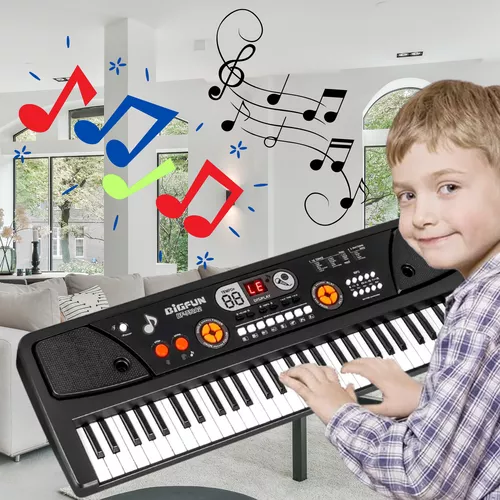 Elektromos hordozható szintetizátor rengeteg funkcióval + mp3 lejátszás + mikrofon + kottaállvány