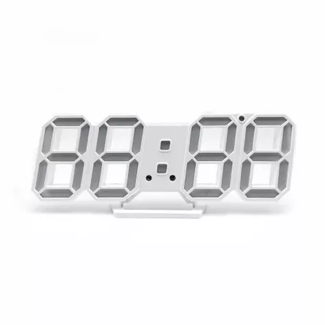 LED digitális óra és hőmérő / asztali / falra szerelhető - fehér ház - kék leddel