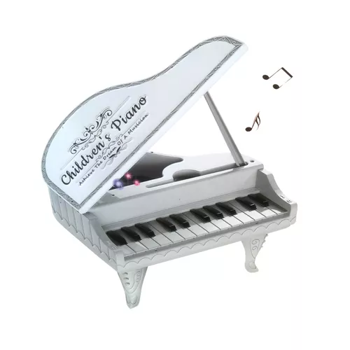Mini zongora gyerekeknek, 13 dallammal, RGB LED Világítással - fehér