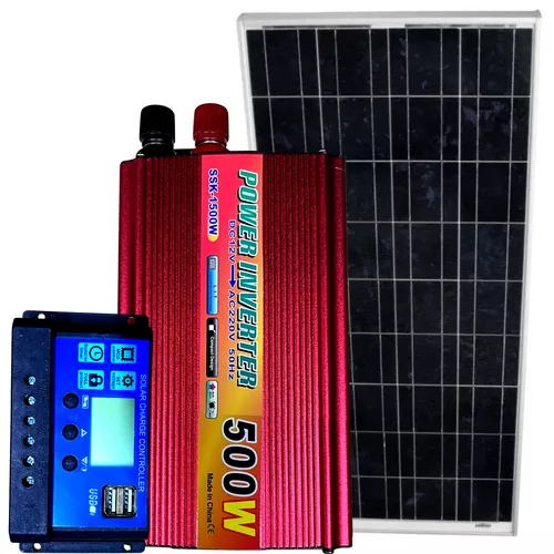 220V/12V napelem rendszer 70W panel 500W inverter + töltésvezérlő