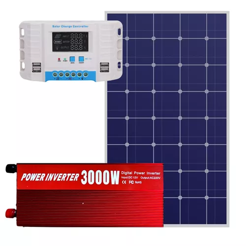 220V/12V napelem rendszer 150W panel 3000W inverter + 60A töltésvezérlő