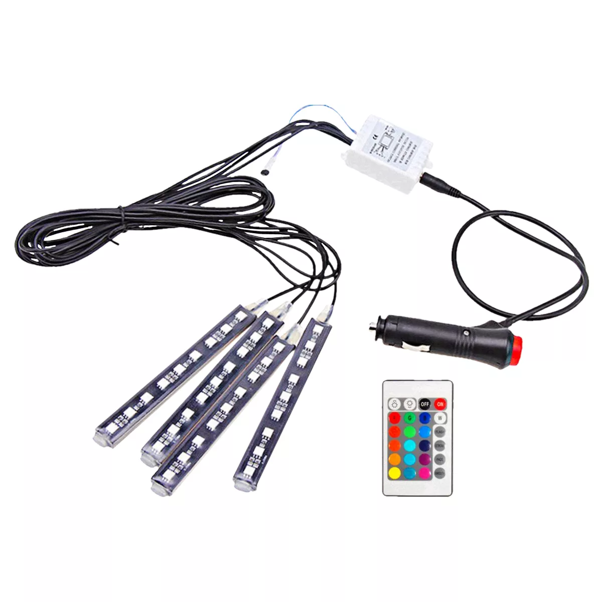 RGB LED lábtérvilágítás szett távirányítóval / 16 színű