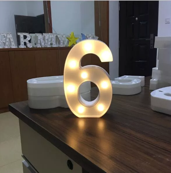 LED világító 6-s szám - 22cm elemes