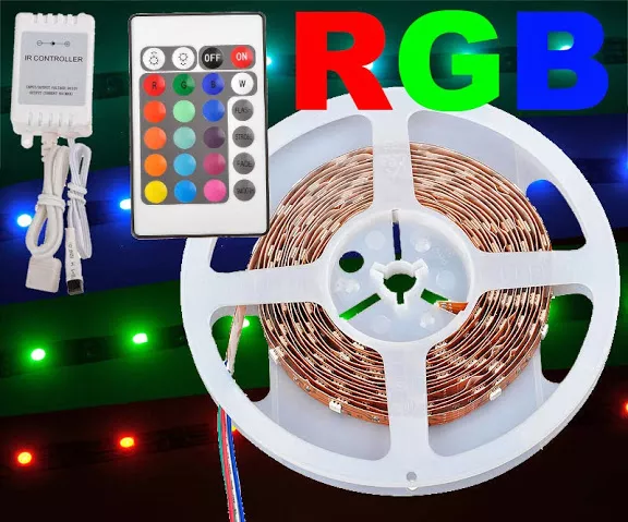 Színváltós 5050 SMD Ledszalag távirányítóval 5M kül+beltérre - 60 smd/méter