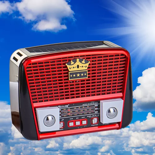 Retró beach hifi bluetooth napelemes rádió, hangszóró + Mp3 - piros/fekete