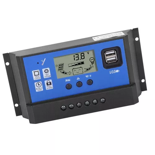 Töltésvezérlő akkumulátorokhoz, napelem rendszerekhez, USB csatlakozóval- 12V/24V / 50A