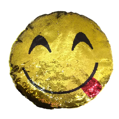 Simogatós flitteres emoji díszpárna / nyelvkiöltős