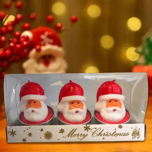 Karácsonyi díszgyertya készlet, 3 db-os , 6 cm, mikulás