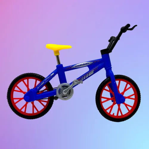 1:18 Kerékpár modell finger bike ujj bicikli  + bólyák + kuka + stand - kék