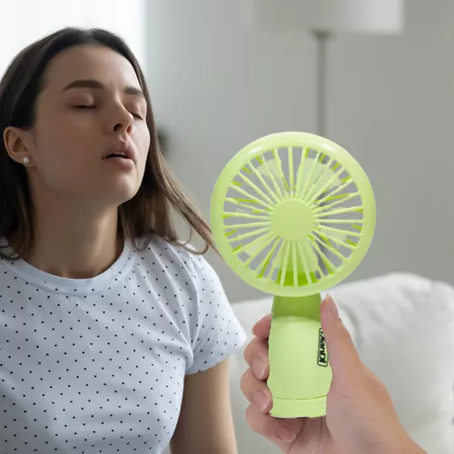 Mini kézi ventilátor színes ledvilágítással - zöld