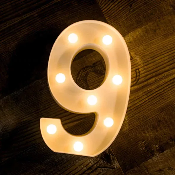 LED világító 9-s szám - 22cm elemes