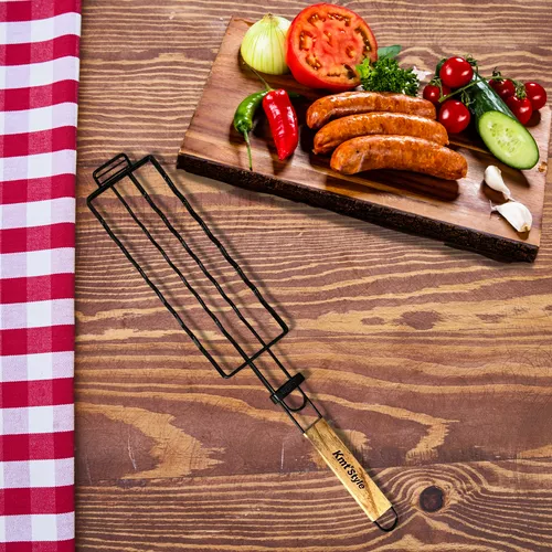 Állítható magasságú zárható grillrács, sütőrács, grillkolbász sütő
