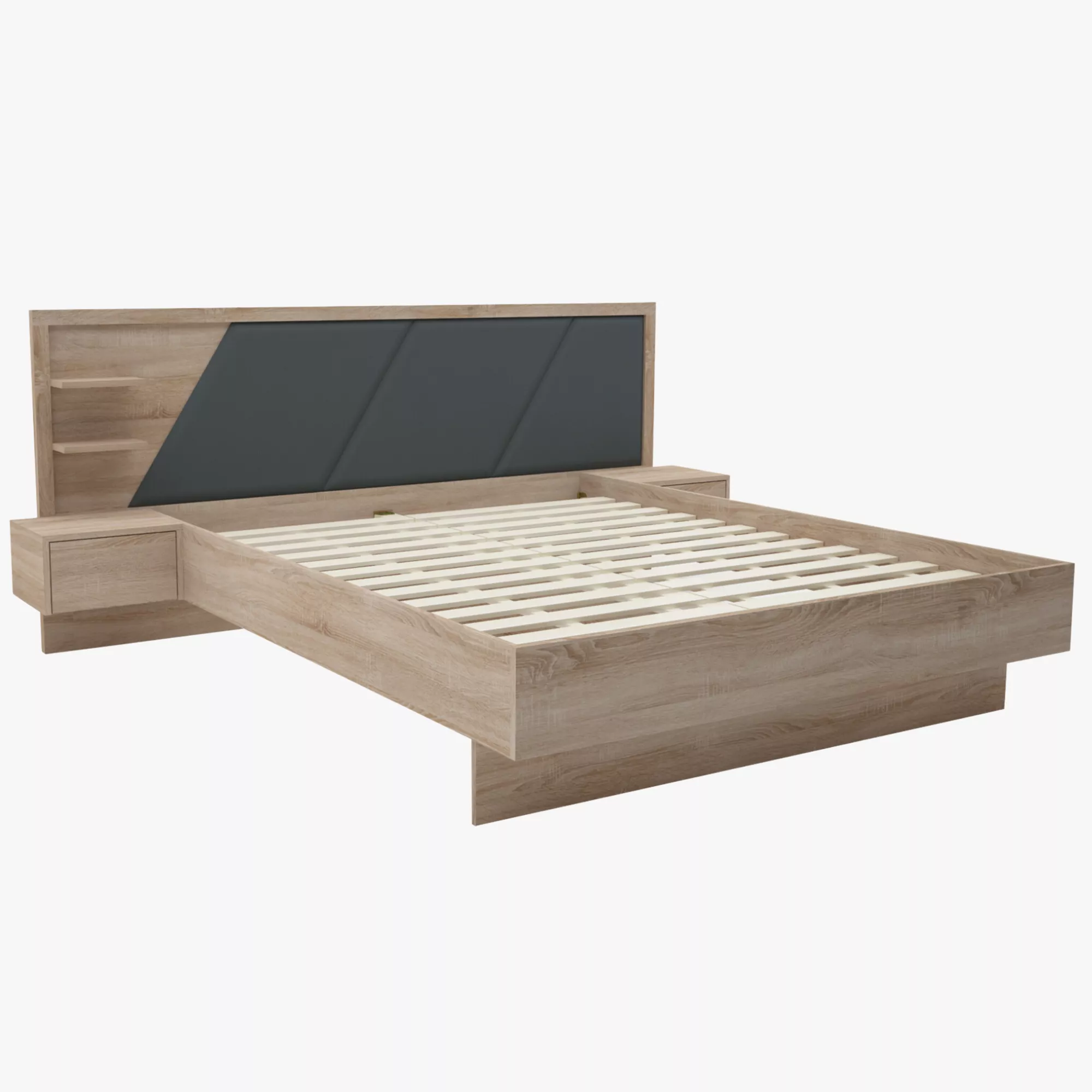 Helsinki ágyrácsos franciaágy - éjjeliszekrénnyel | 160