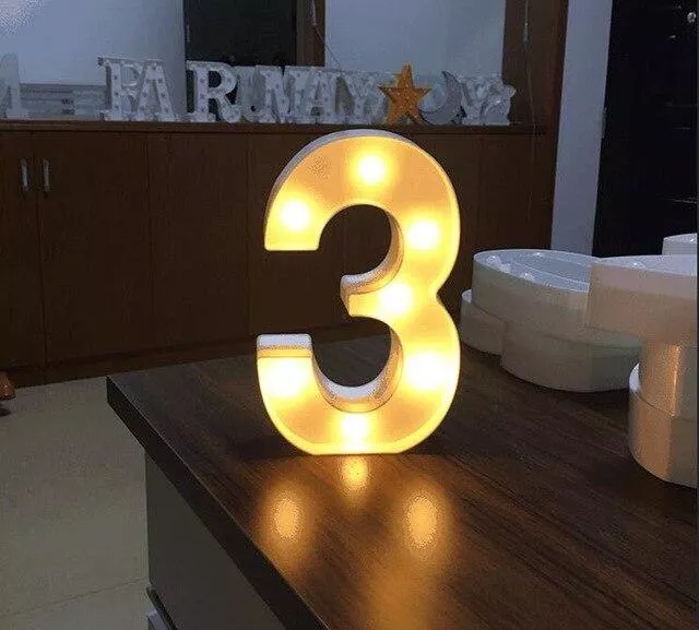 LED világító 3-s szám - 22cm elemes