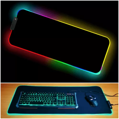 Nagy RGB LED egérpad + billentyűzet alátét - Gamer + High-tech